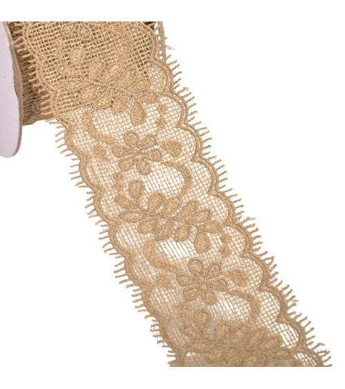 Lace between two flowers 55mm chocolate brown