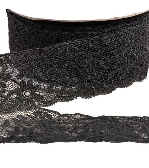 Lace flowers 50mm black