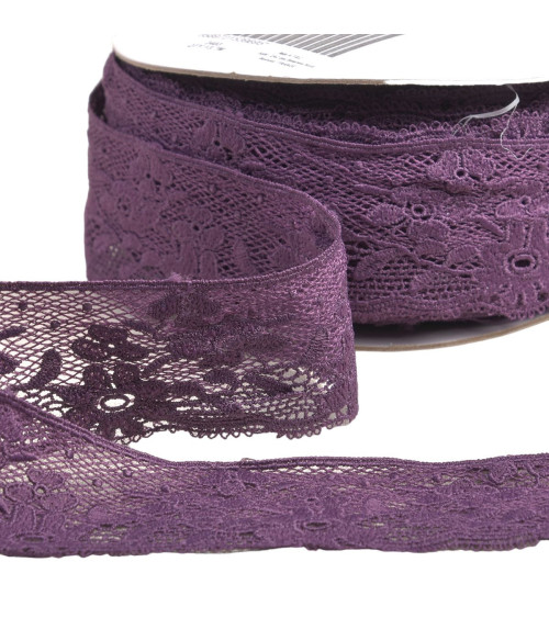 Lace flowers 50mm plum