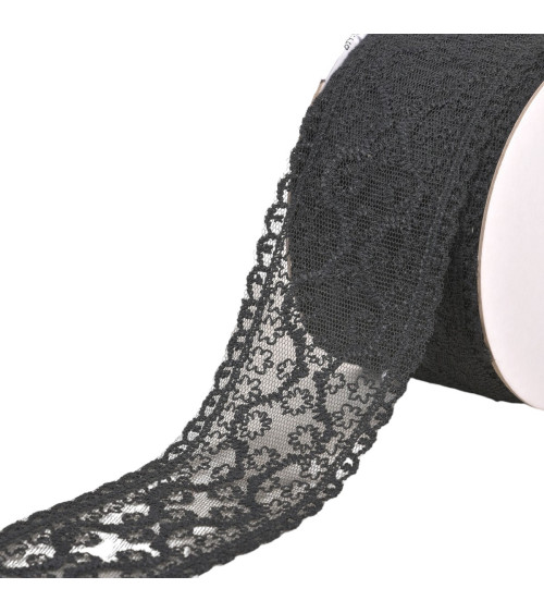 Lace between two small flowers 55mm black