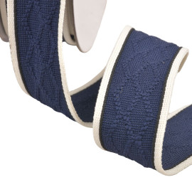 Galon tricot losange 33mm bleu marine