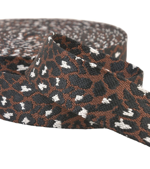 Carrete de 14,5 m cinta con estampado animal leopardo 38 mm marrón café