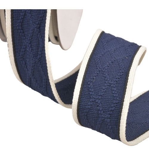 Bobina da 15 m di treccia a rombi da 33 mm blu navy