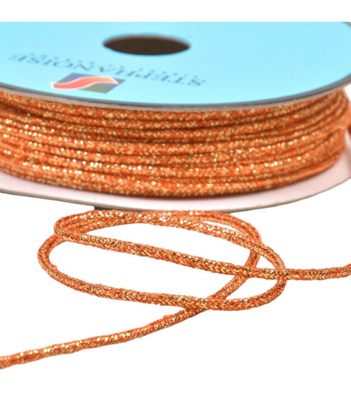 Spool of 30m of 2mm orange/gold metal mottled cord