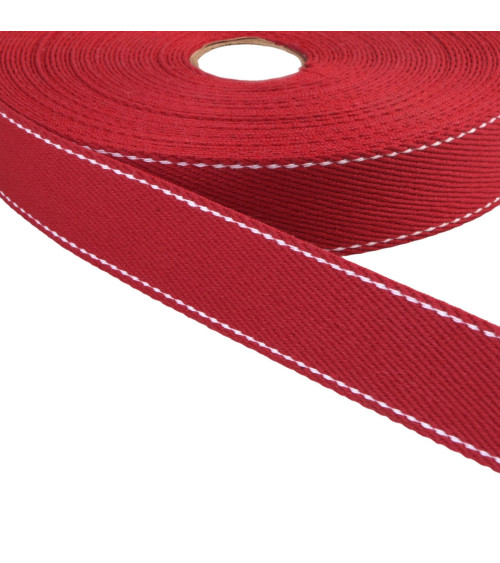 20m reel of saddle stitch strap 30mm red