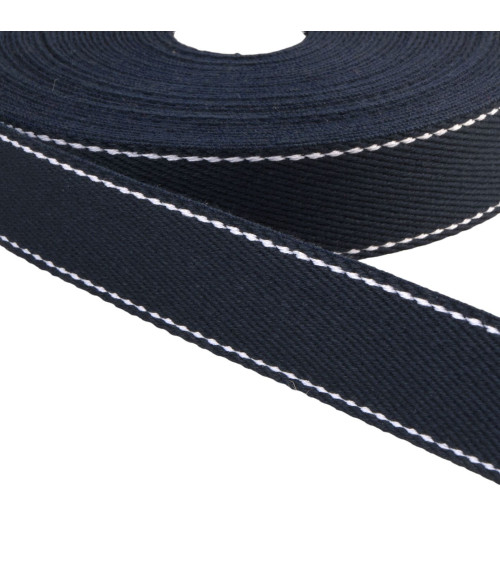 20m reel of saddle stitch strap 30mm navy blue