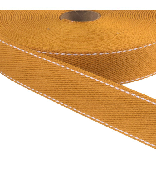 20m reel of saddle stitch strap 30mm mustard