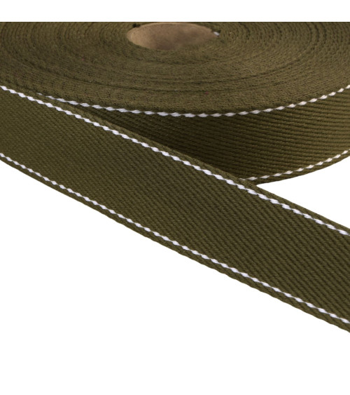 20m reel of saddle stitch strap 30mm khaki