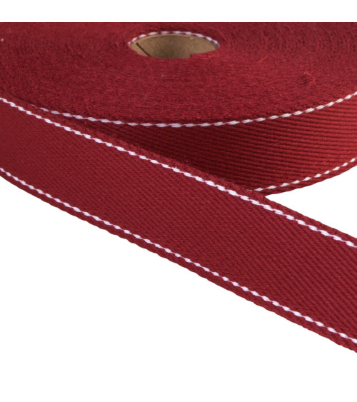 20m reel of saddle stitch strap 30mm burgundy