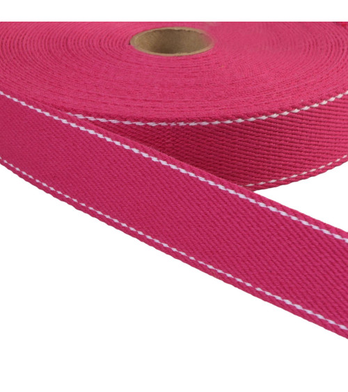 20m reel of saddle stitch strap 30mm fuchsia