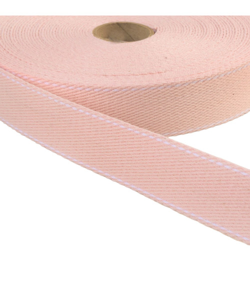 20m reel of saddle stitch strap 30mm light pink