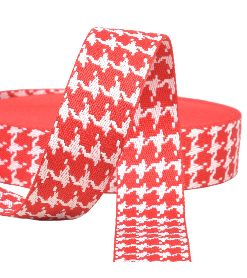 14.5m reel of 38mm red houndstooth strap