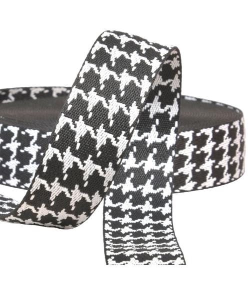 14.5m reel of 38mm black houndstooth strap