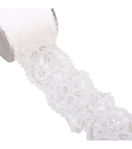 Spool 25m Rachel lace between two flowers 100mm white