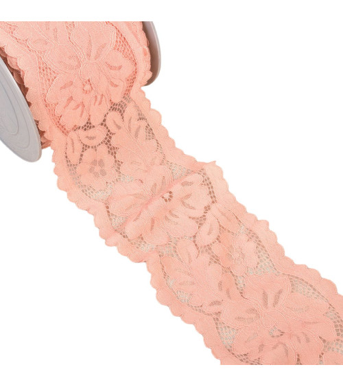 Spool 25m Rachel lace between two flowers 100mm light pink