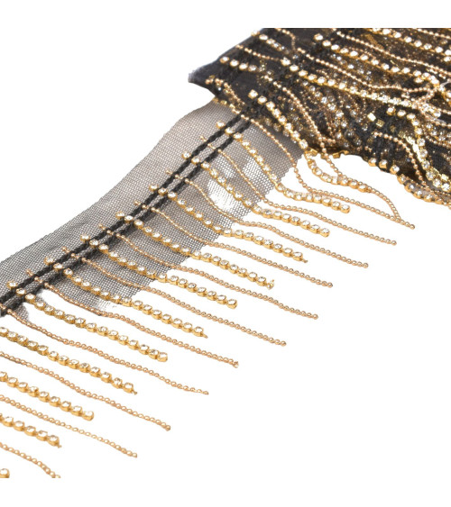 80mm black/gold chain fringe per meter