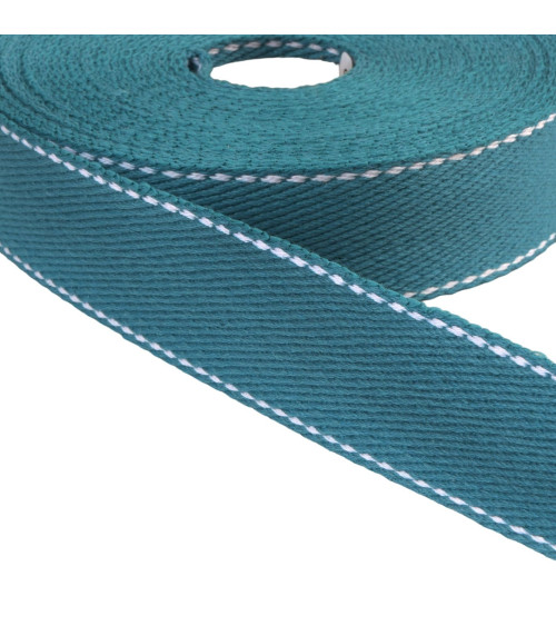 30mm duck blue saddle stitch strap by the meter