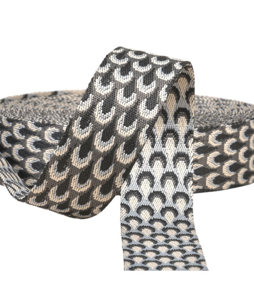 Peacock strap 38mm gray black by the meter