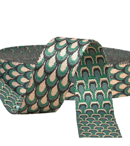 Peacock strap 38mm khaki green by the meter