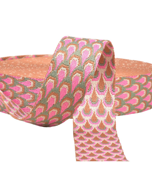 Peacock strap 38mm raspberry by the meter