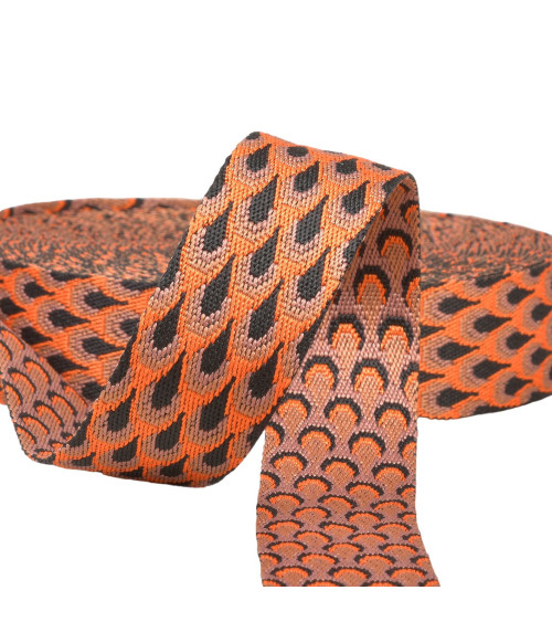 Peacock strap 38mm orange by the meter