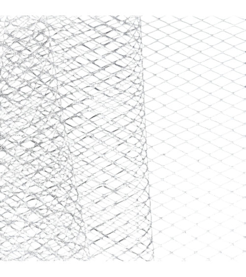 Mesh veil for hats 250mm white/silver per meter