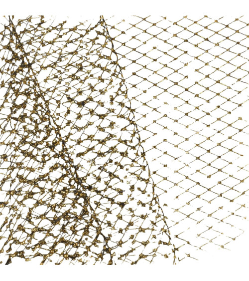 Mesh veil for hats 250mm black/gold per meter