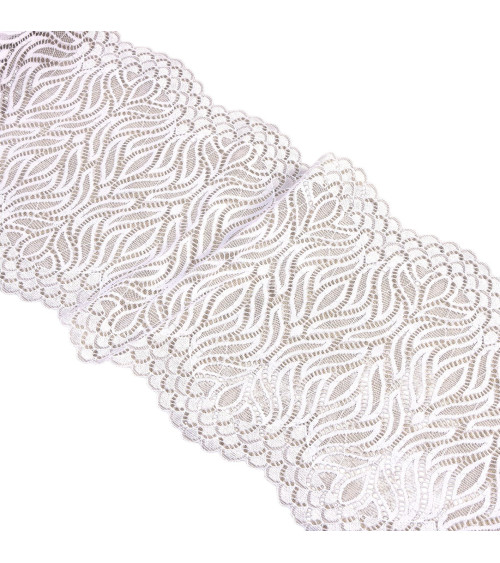 Elastic flame lace 200mm white per meter