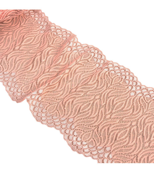 Elastic flame lace 200mm salmon by the meter