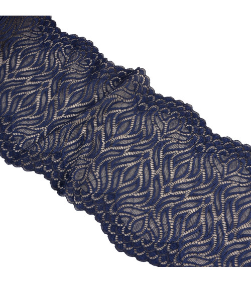 Elastic lace flame 200mm navy blue by the meter