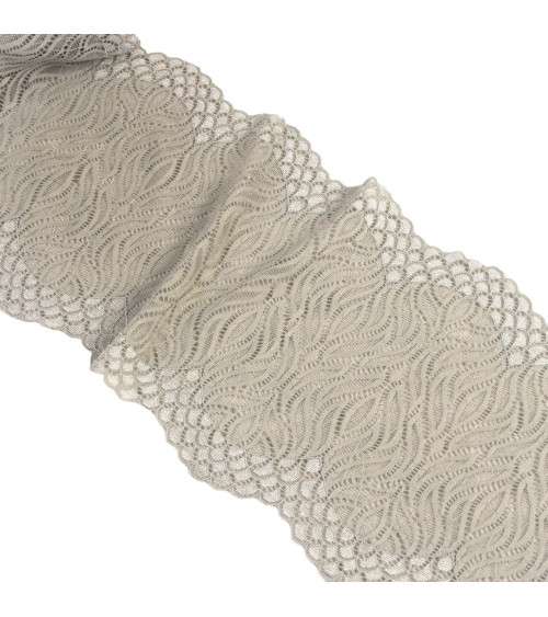 Elastic lace flame 200mm medium gray by the meter