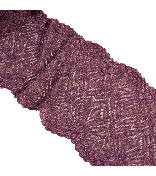 Flame elastic lace 200mm plum by the meter