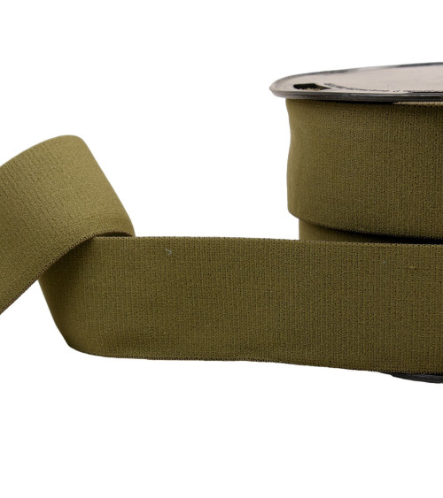 Soft elastic 40mm khaki by the meter