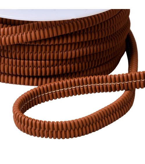 Thick faux leather elastic 13mm chocolate brown per meter