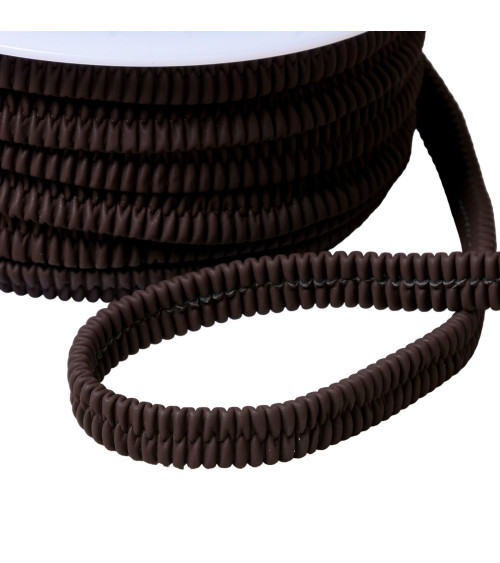 Thick faux leather elastic 13mm coffee brown per meter