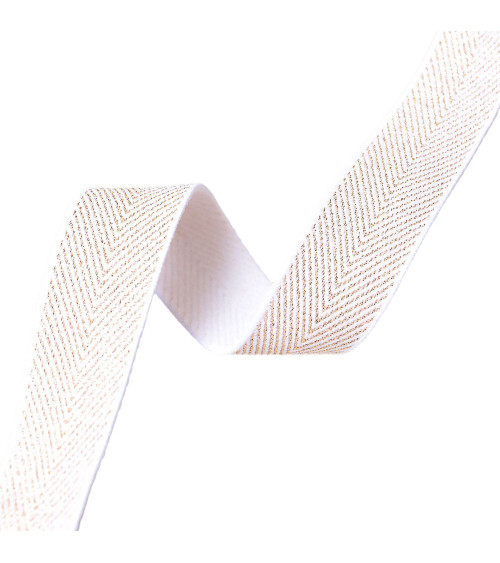 32mm white metallic chevron elastic by the meter