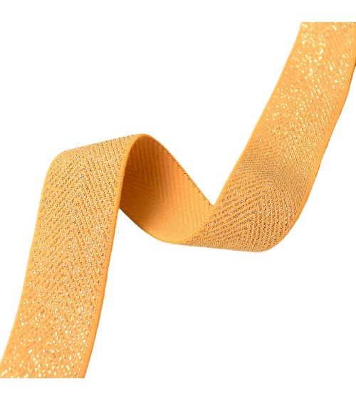 32mm mustard/gold metallic chevron elastic by the meter