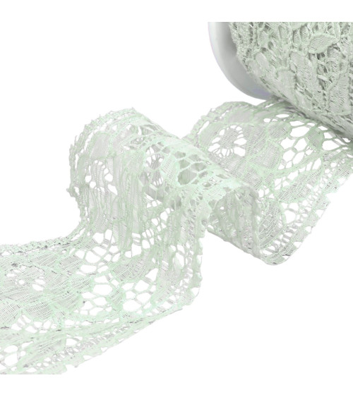 Rachel lace flowers 60mm nile green by the meter