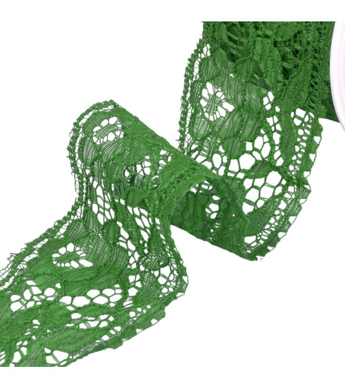 Rachel lace flowers 60mm bright green per meter