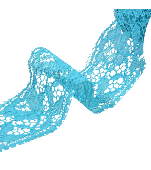 Rachel lace flowers 60mm turquoise by the meter