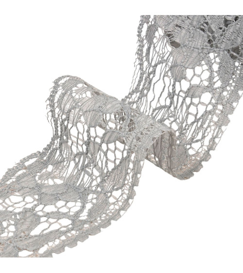 Rachel lace flowers 60mm medium gray per meter