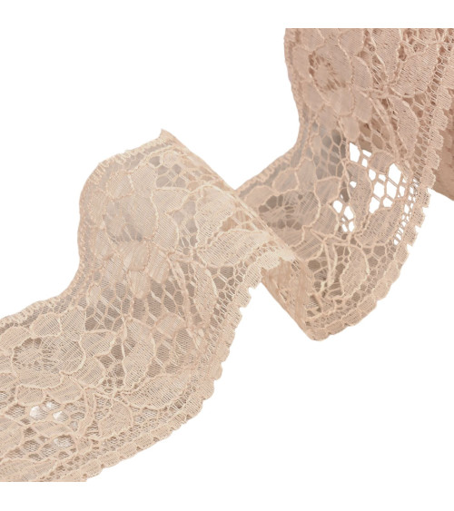 Rachel lace flowers 60mm beige per meter