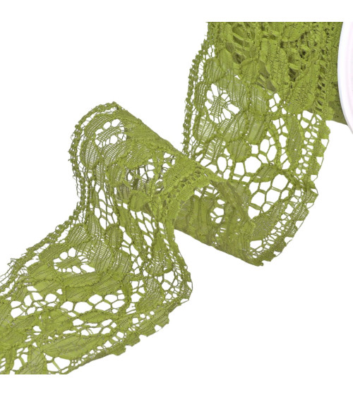 Rachel lace flowers 60mm khaki per meter