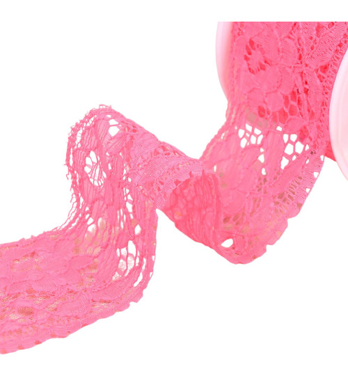 Rachel lace flowers 60mm neon pink per meter