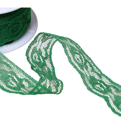 Rachel Roses Lace 28mm Bright Green By The Meter