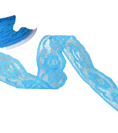 Rachel Roses Lace 28mm Turquoise by the meter