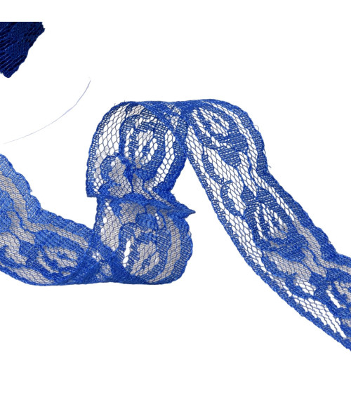 Rachel roses lace 28mm royal blue by the meter