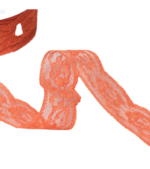 Rachel Roses lace 28mm neon orange by the meter