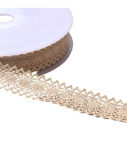 Dentelle coton entre deux "tortue" 23mm écru au mètre