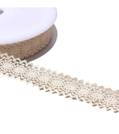 Dentelle coton entre deux "tortue" 23mm écru clair au mètre